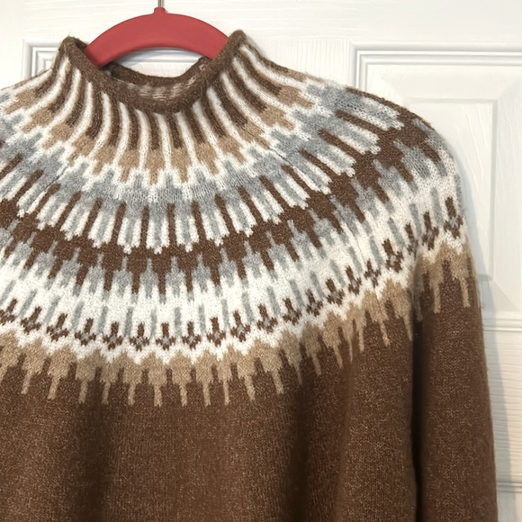 NWT CeCe Fair-Isle cozy long sleeve funnel neck sweater - Picture 2 of 7